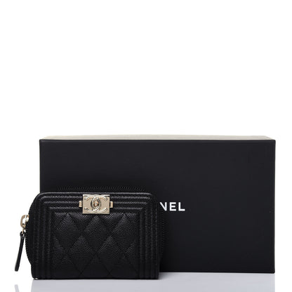 Chanel Caviar Quilted Boy Zip Around Coin Purse Wallet Black 11 of 11