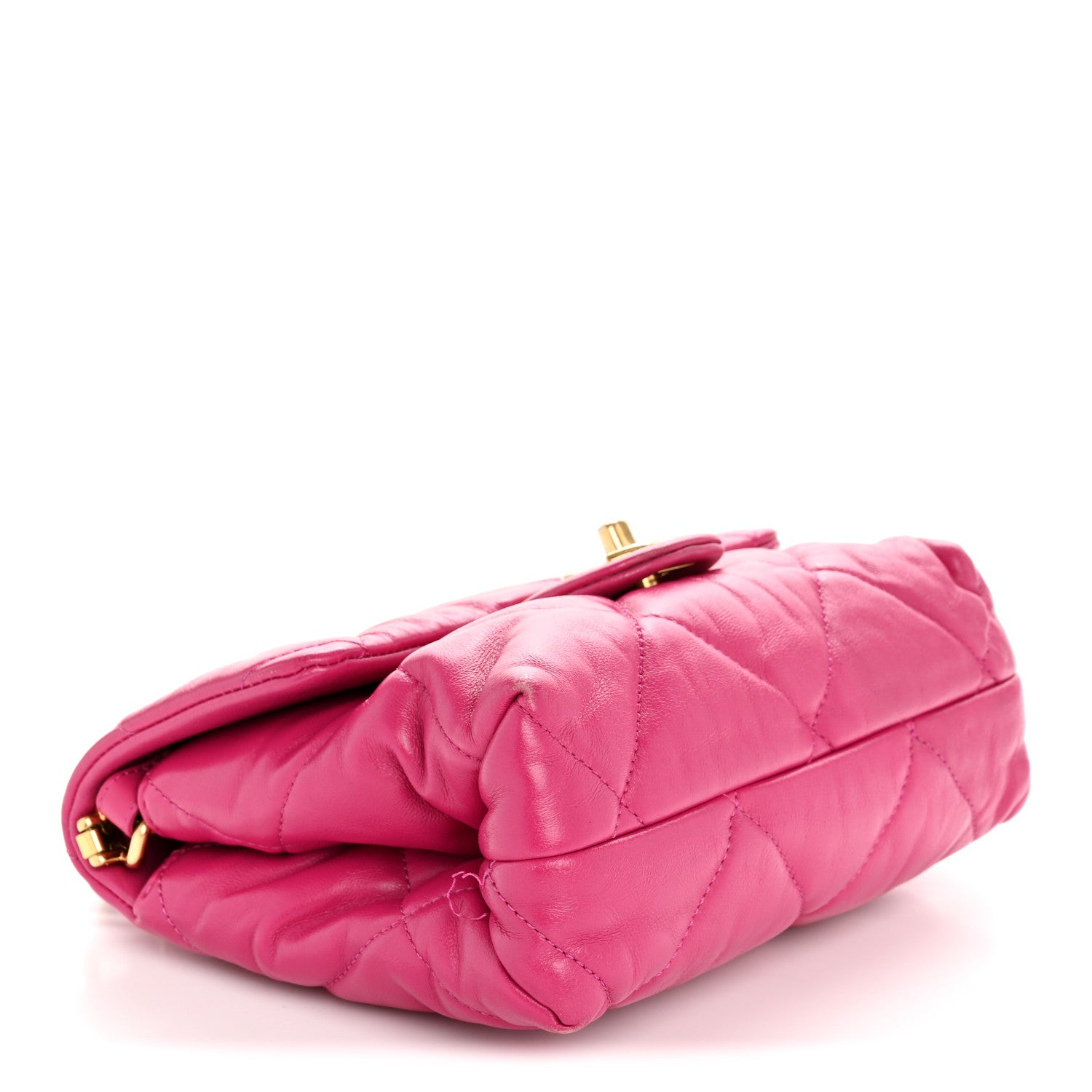Chanel Lambskin Quilted Small Chain Top Handle Flap Fuchsia 4 of 13