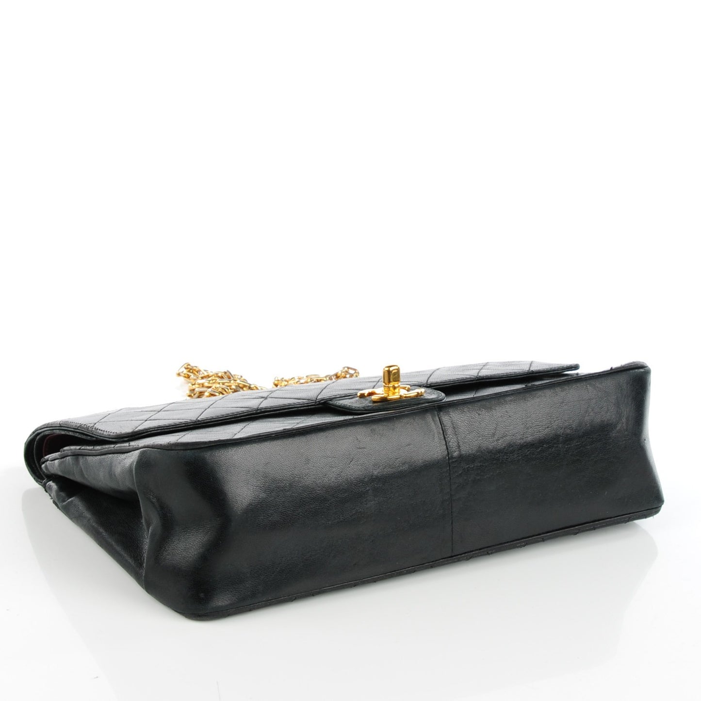 Lambskin Quilted Medium Double Flap Bijoux Chain Black