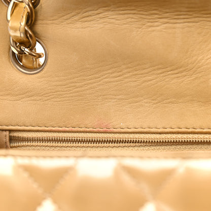 Chanel Metallic Patent Quilted Maxi Single Flap Beige 11 of 13