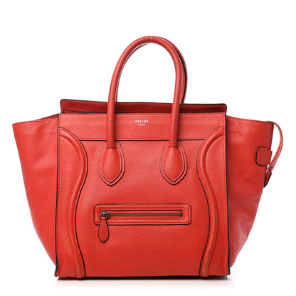 Celine Drummed Calfskin Mini Luggage Vermillion 1 of 10