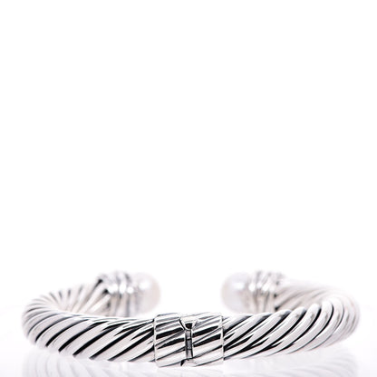 David Yurman Sterling Silver Diamond Pearl 10mm Crossover Hinge Bracelet 3 of 6