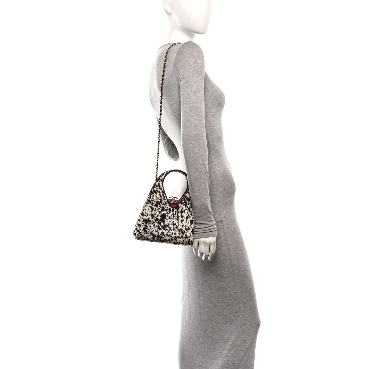 Pony Hair Printed Chic Lady Small Shopping Tote White Black