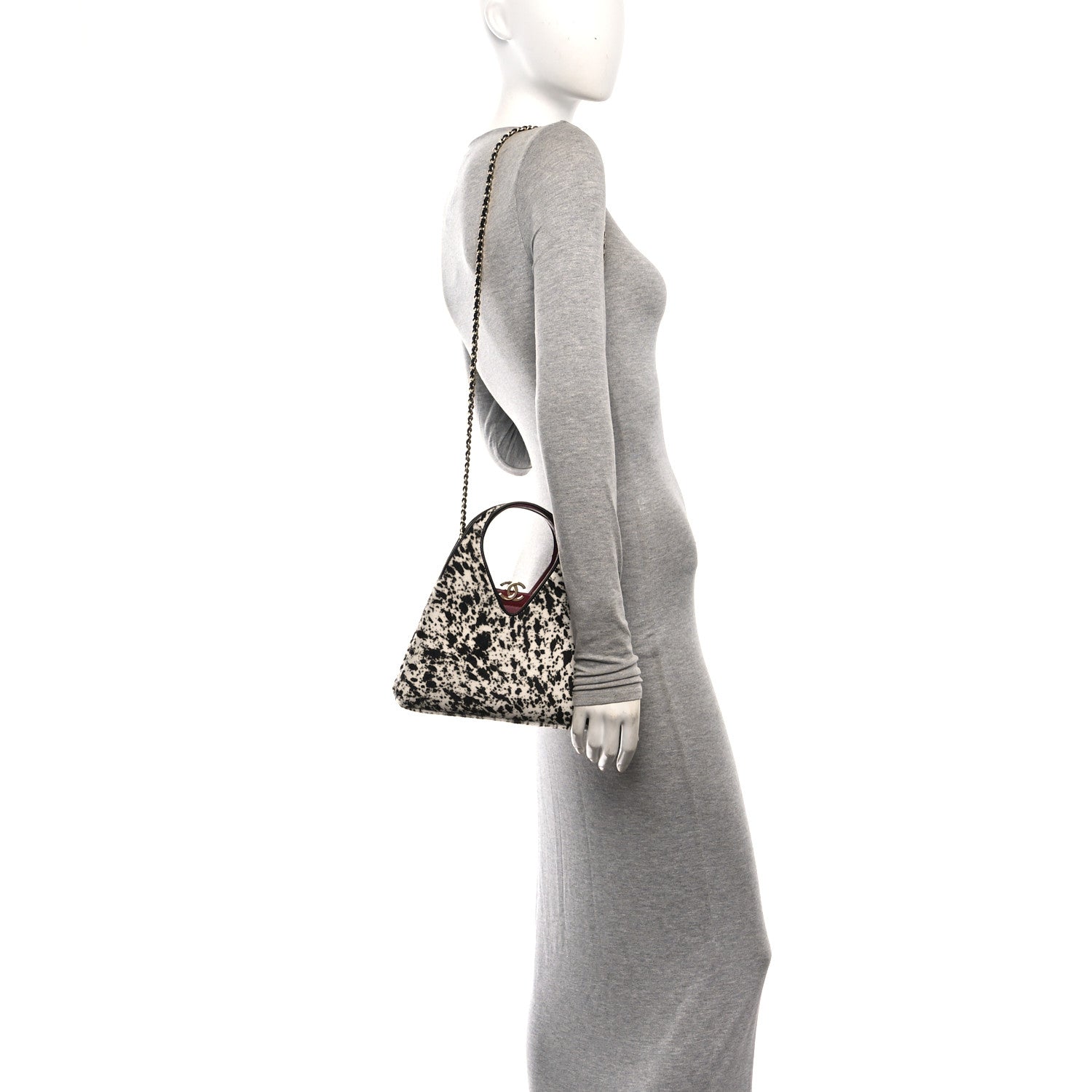 Chanel Pony Hair Printed Chic Lady Small Shopping Tote White Black 2 of 11