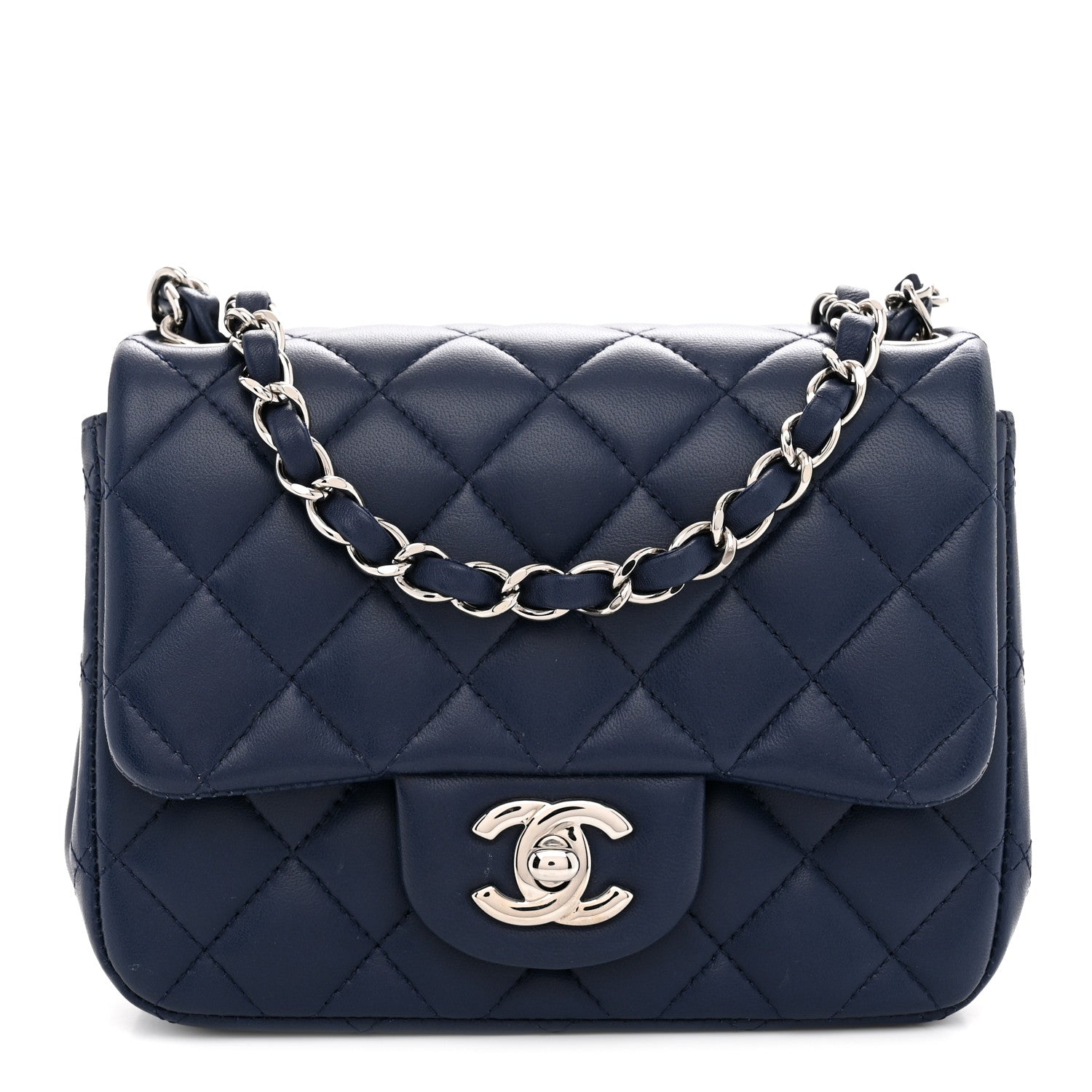 Chanel Lambskin Quilted Mini Square Flap Navy 1 of 12