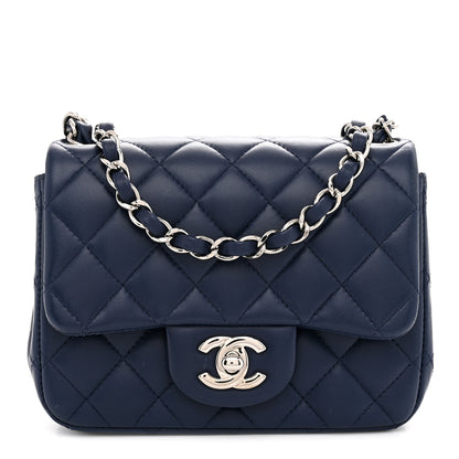 Chanel Lambskin Quilted Mini Square Flap Navy 1 of 12