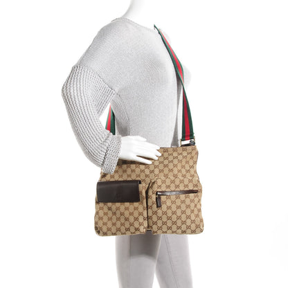 Gucci Monogram Web Medium Double Pocket Messenger Bag Dark Brown 2 of 8