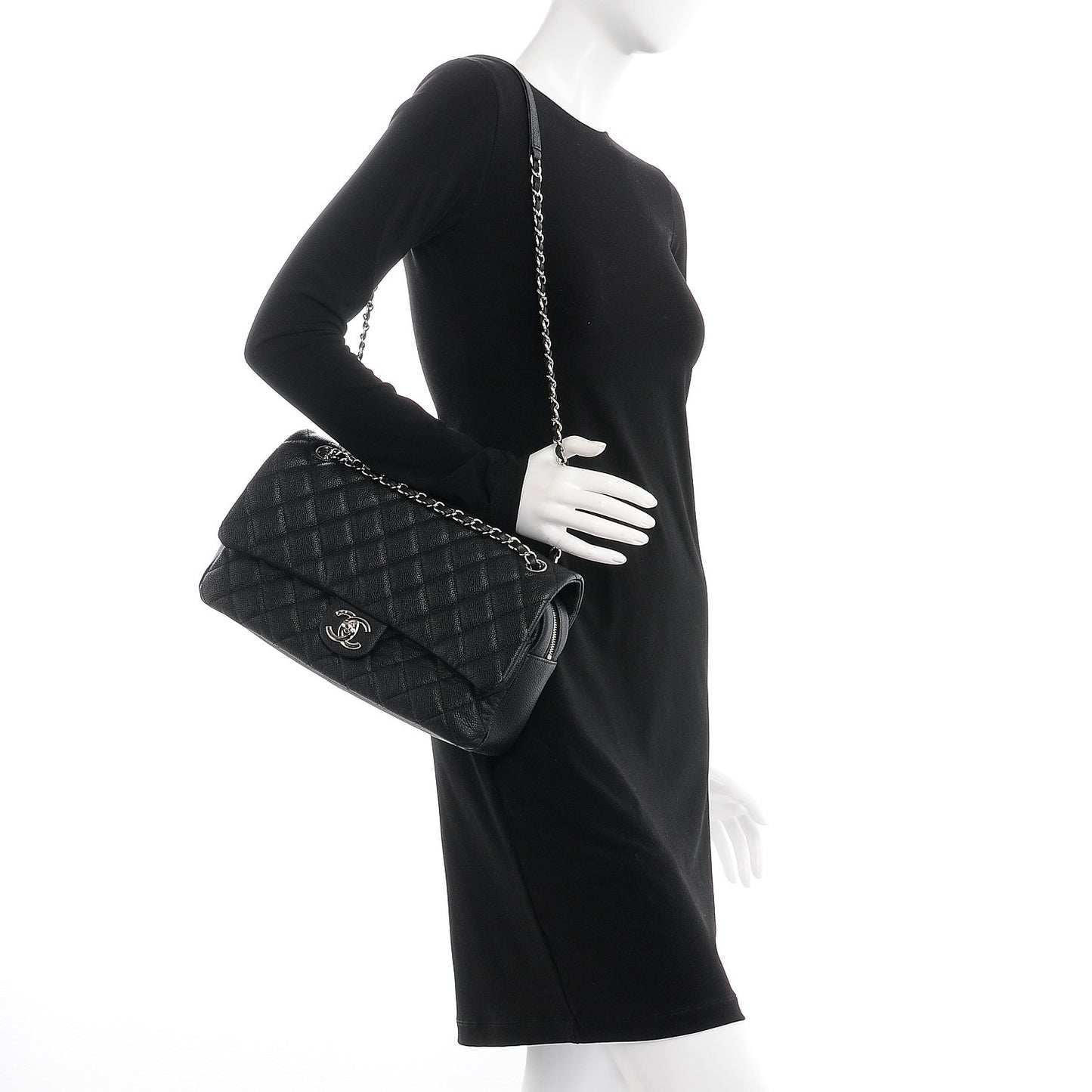 Caviar Quilted Jumbo Easy Flap Black