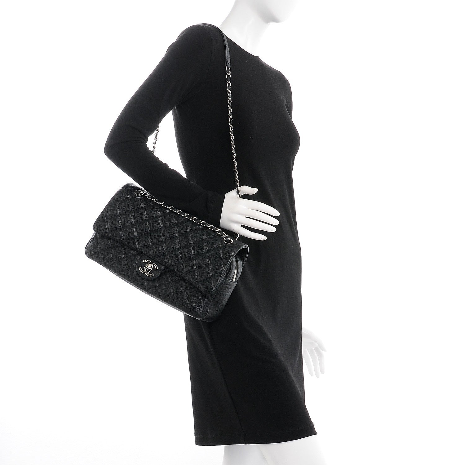 Chanel Caviar Quilted Jumbo Easy Flap Black 2 of 7