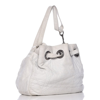 Christian Dior Lambskin Cannage Drawstring Bag White 3 of 24