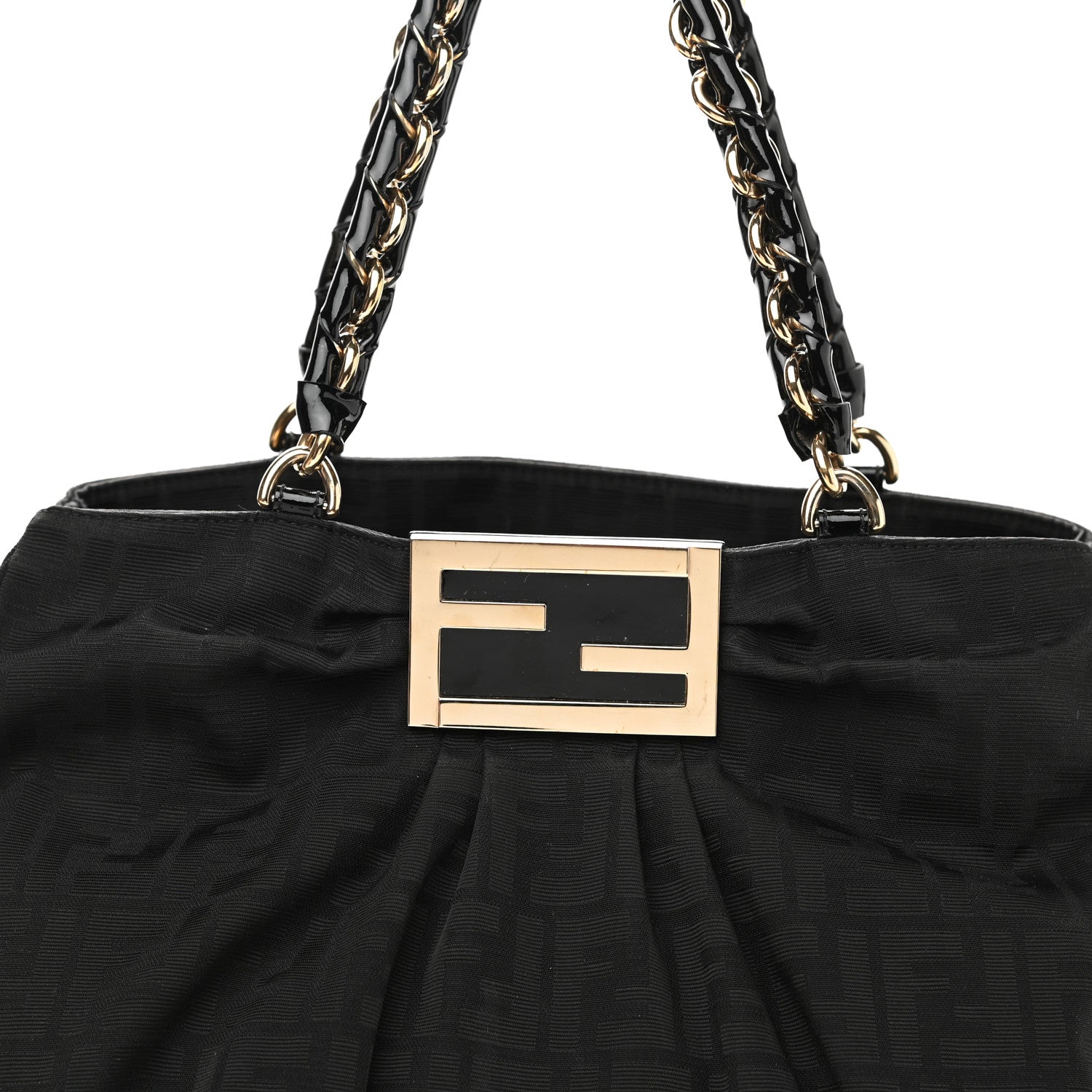 Fendi Zucca Enamel Mia Tote Black 9 of 14