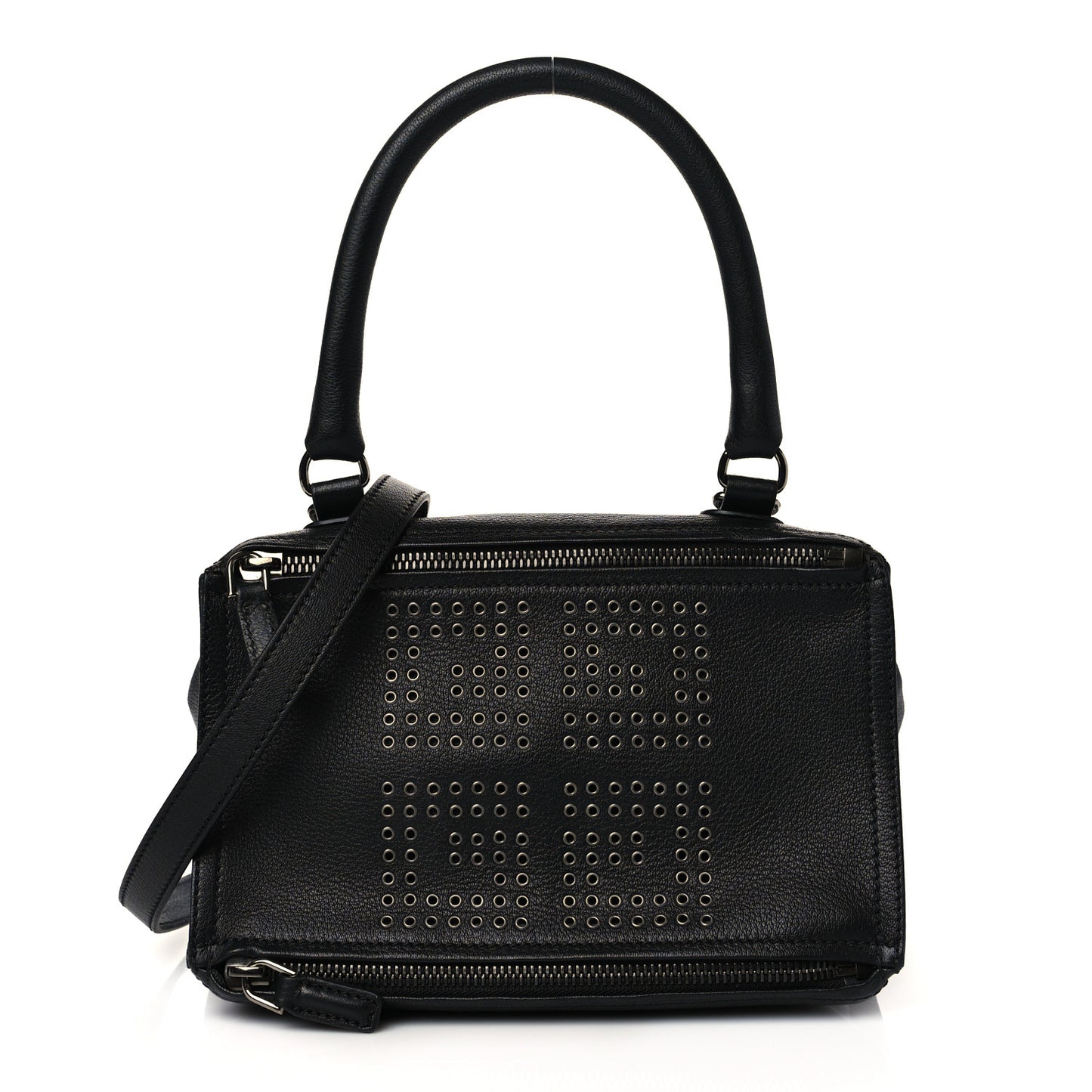 Sugar Goatskin Rivet Embellished Large Pandora Black