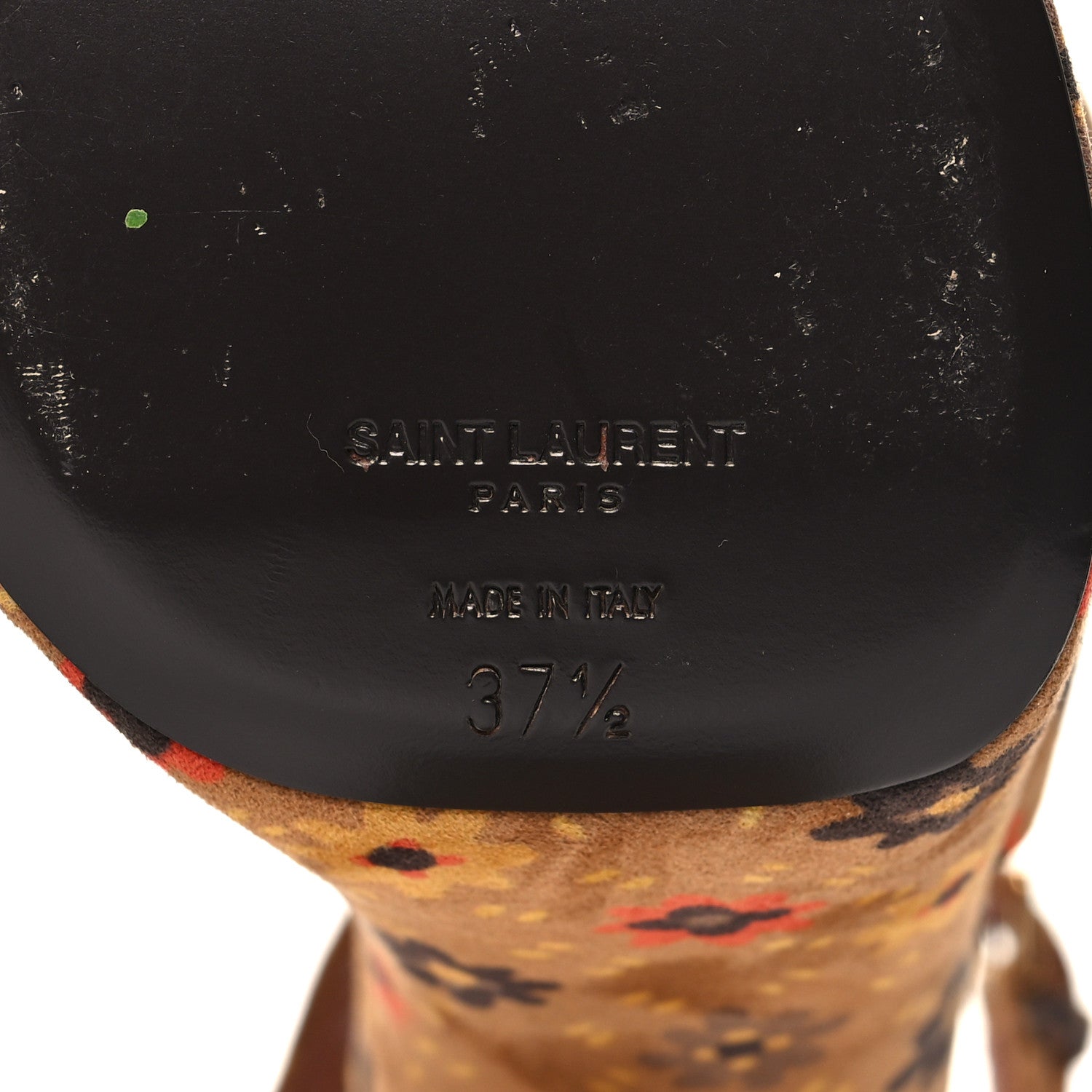 Saint Laurent Suede Bianca Flower 85 Platform Sandals 38.5 Tan 7 of 9
