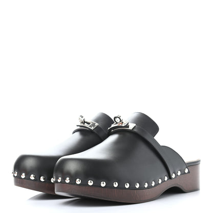 Hermes Calfskin Carlotta Mules 38 Black 3 of 7