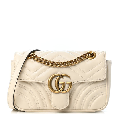 Gucci Calfskin Matelasse Mini GG Marmont Shoulder Bag White 1 of 4