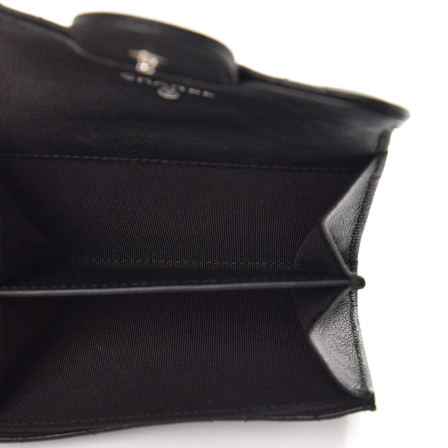 Crumpled Calfskin Quilted Card Holder So Black