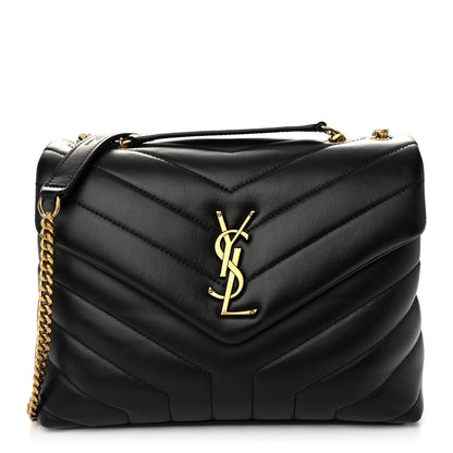 Saint Laurent Calfskin Y Quilted Monogram Small Loulou Chain Satchel Black 1 of 10