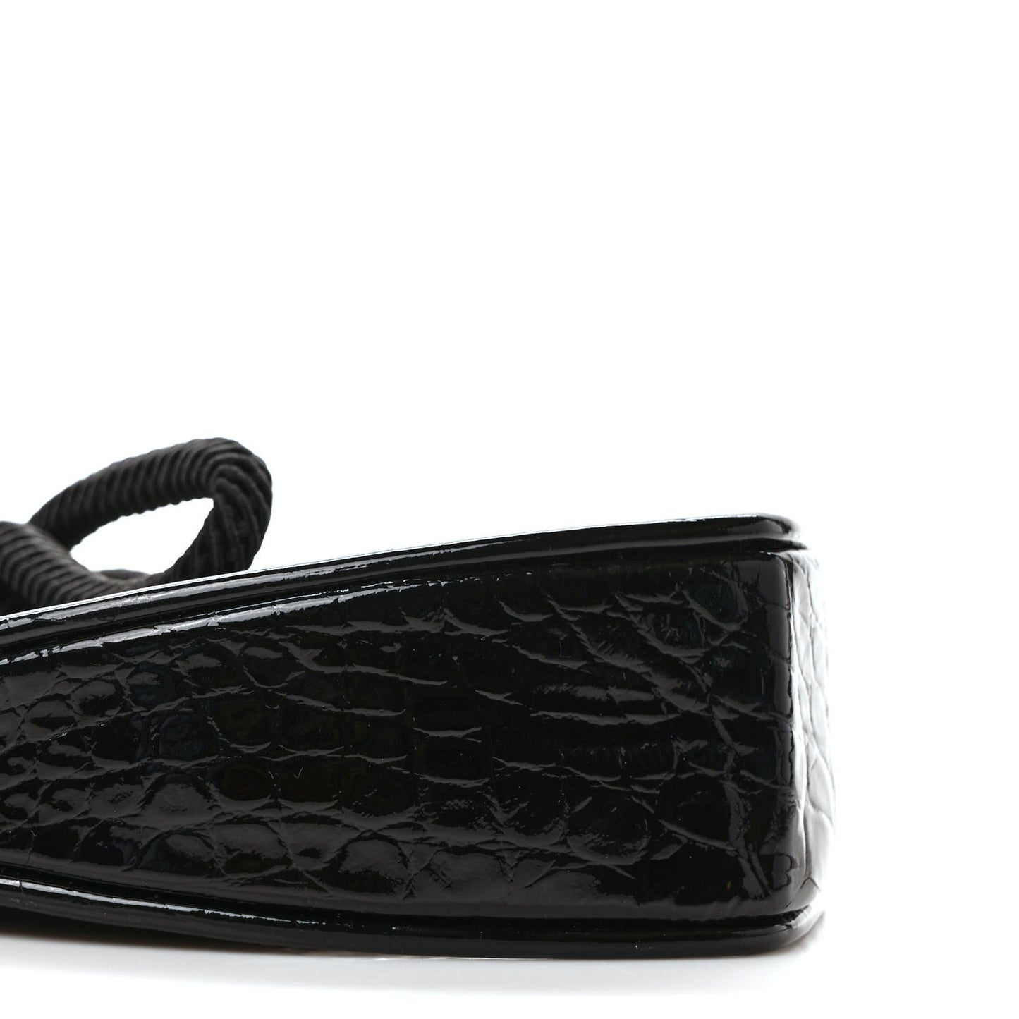 Patent Crocodile Embossed Sac Coeur Heart Shaped Clutch Black