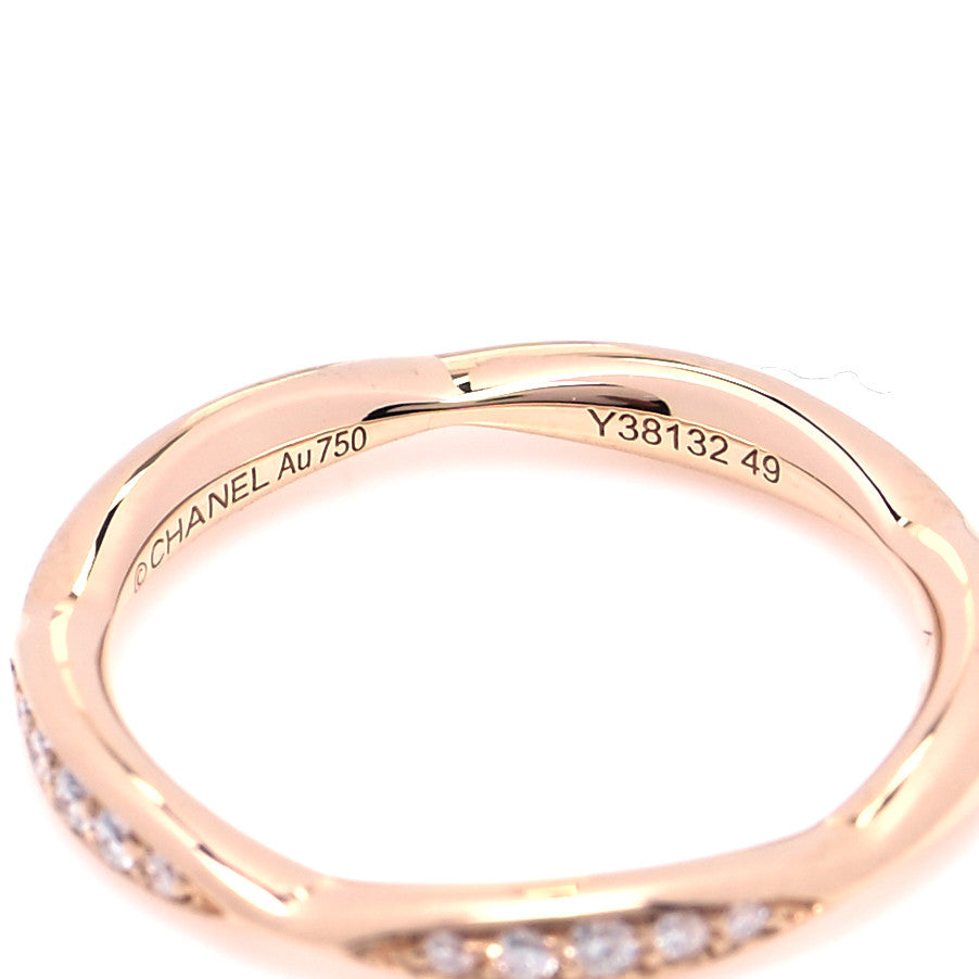 18K Rose Gold Diamond Camellia Band Ring 49 4.75