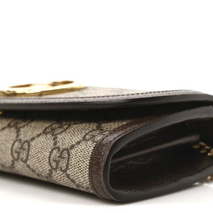 Gucci GG Supreme Monogram Textured Dollar Calfskin Blondie Continental Chain Wallet Beige Ebony New Acero 9 of 9