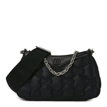 Gucci Nylon Calfskin Enamel GG Matelasse Chain Handbag Black 1 of 9