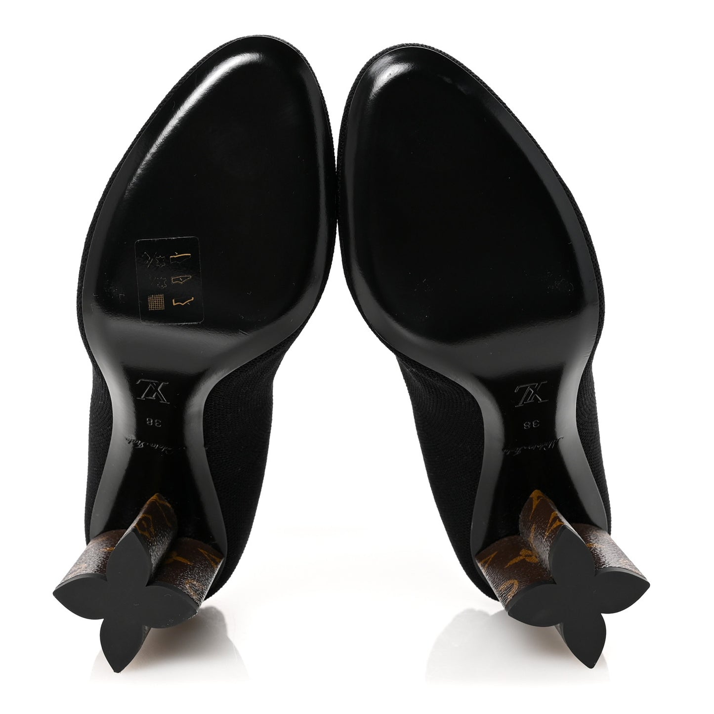 Monogram Stretch Fabric Silhouette Ankle Boots 38 Black