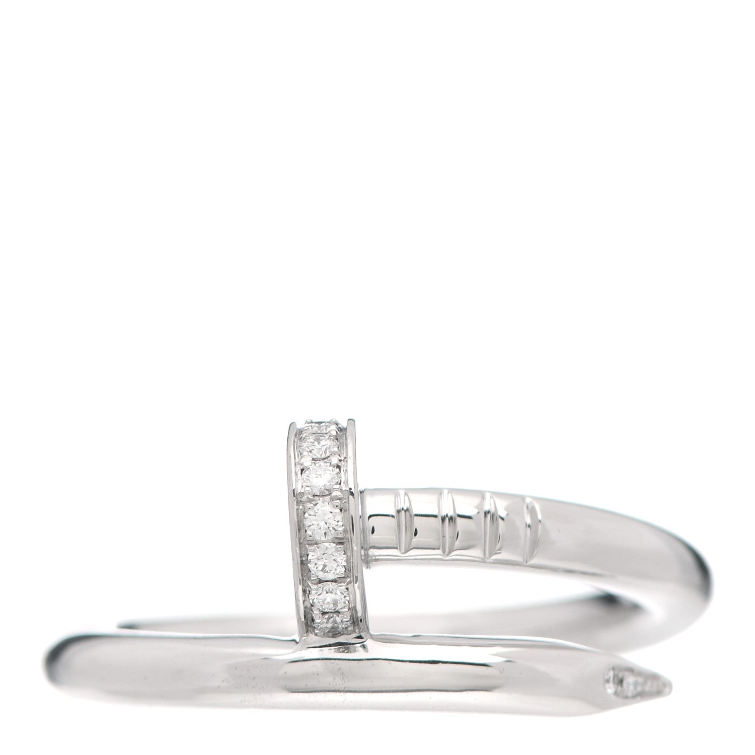 Cartier 18K White Gold Diamond Juste Un Clou Ring 55 7.25 1 of 4