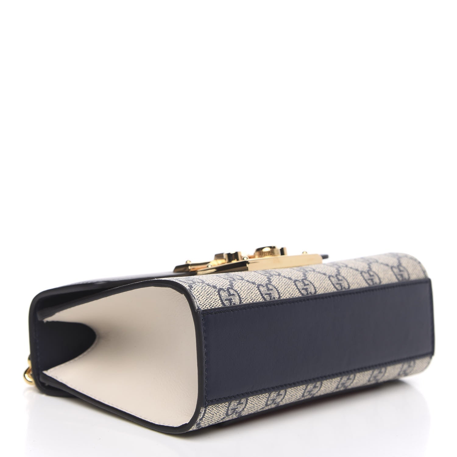 Gucci GG Supreme Monogram Moon Calfskin Small Padlock Shoulder Bag Beige Blue Mystic White Hibiscus Red 5 of 12