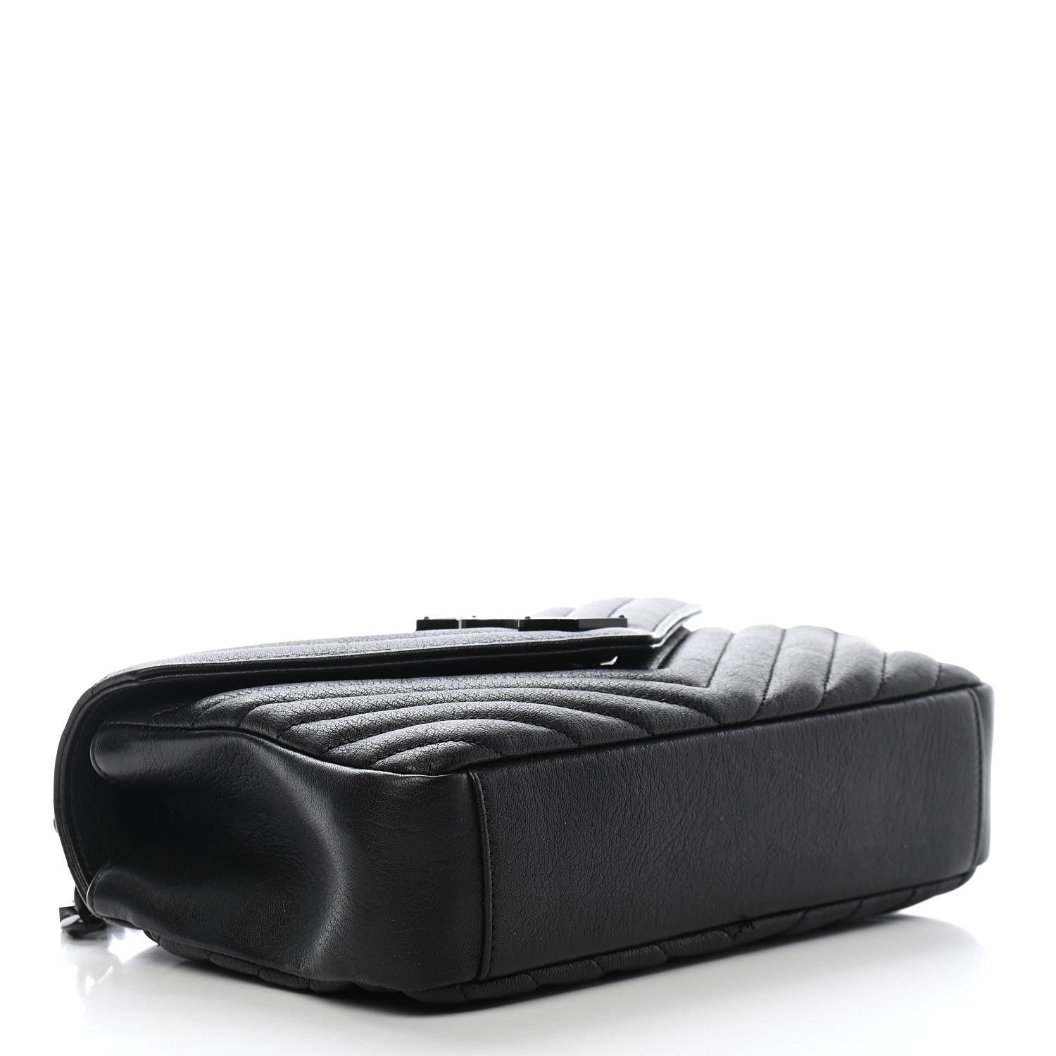 Saint Laurent Sheepskin Matelasse Chevron Monogram Monochrome Medium College Bag Black 4 of 10