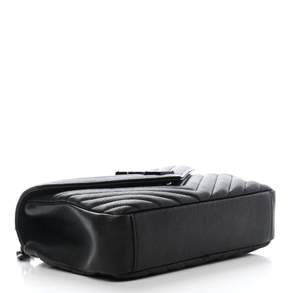 Saint Laurent Sheepskin Matelasse Chevron Monogram Monochrome Medium College Bag Black 4 of 10