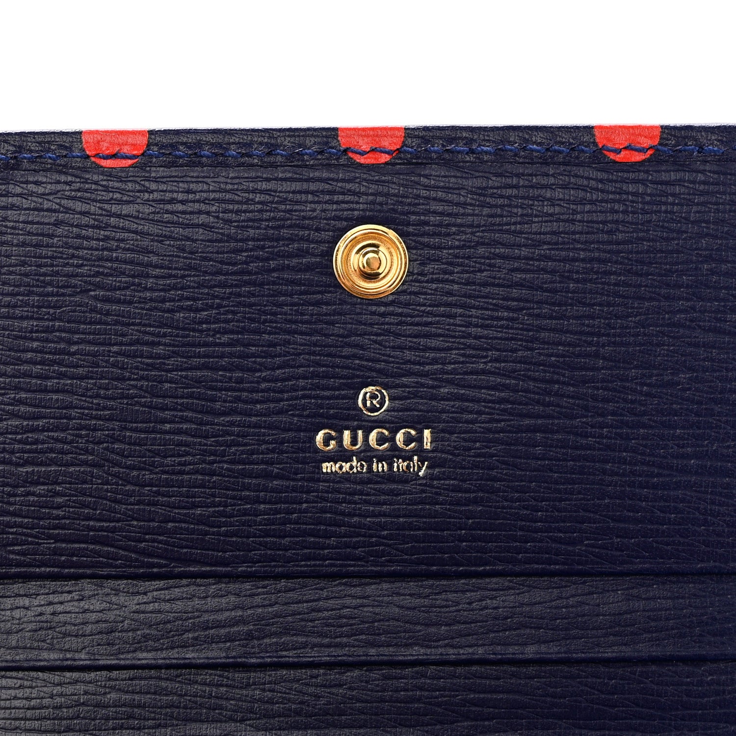 Gucci Shangai Calfskin Polka Dot Horsebit 1955 Card Case Wallet Blue Orange Sailor Blue 6 of 8