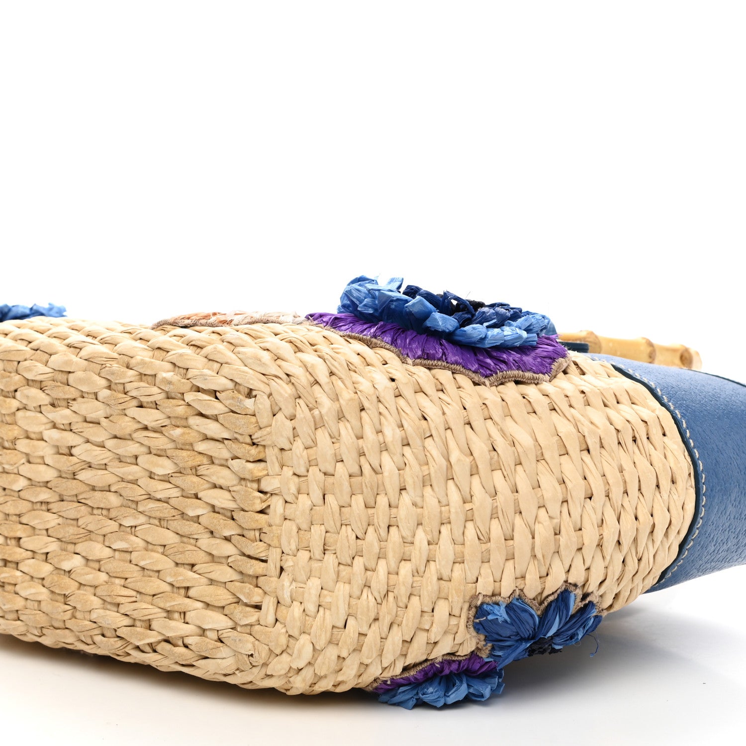 Miu Miu Calfskin Wicker Romantic Basket Bag Naturale Blue 8 of 9