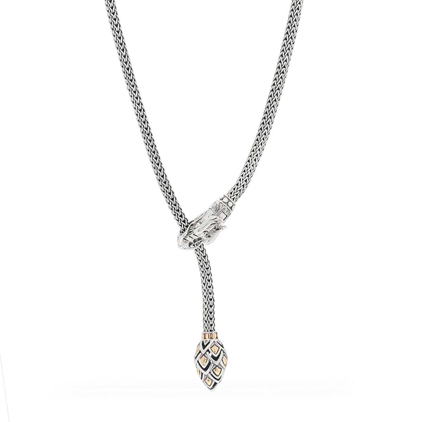 Sterling Silver 18K Yellow Gold Legends Naga Dragon Lariat Necklace
