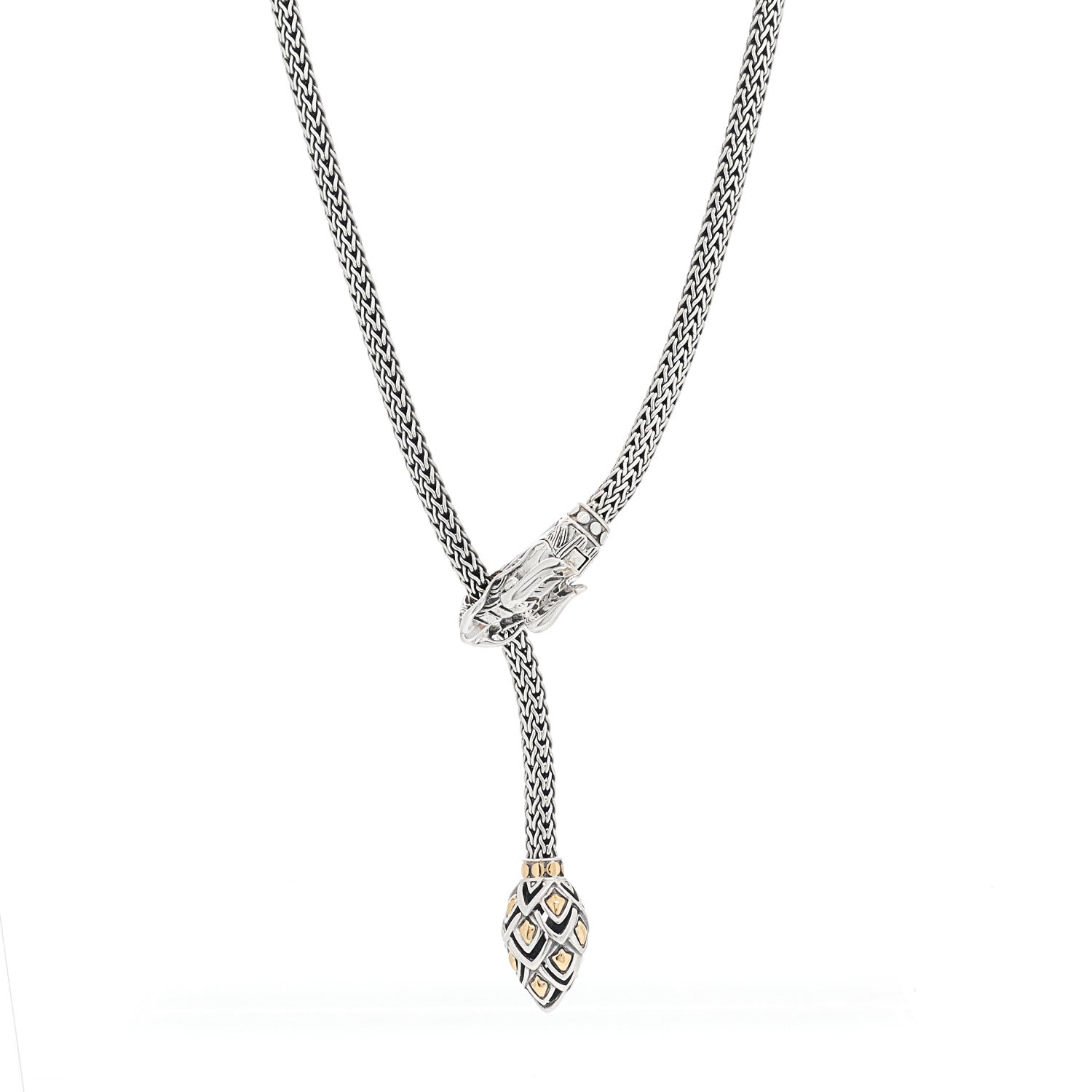 John Hardy Sterling Silver 18K Yellow Gold Legends Naga Dragon Lariat Necklace 1 of 4