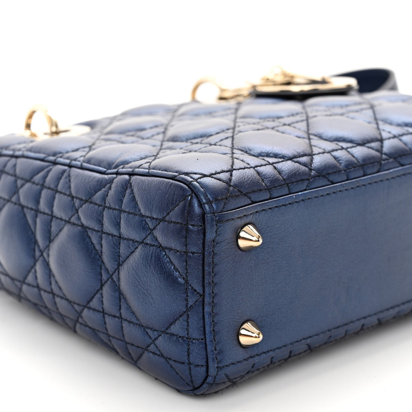 Metallic Lambskin Cannage Small My ABCDior Lady Dior Blue