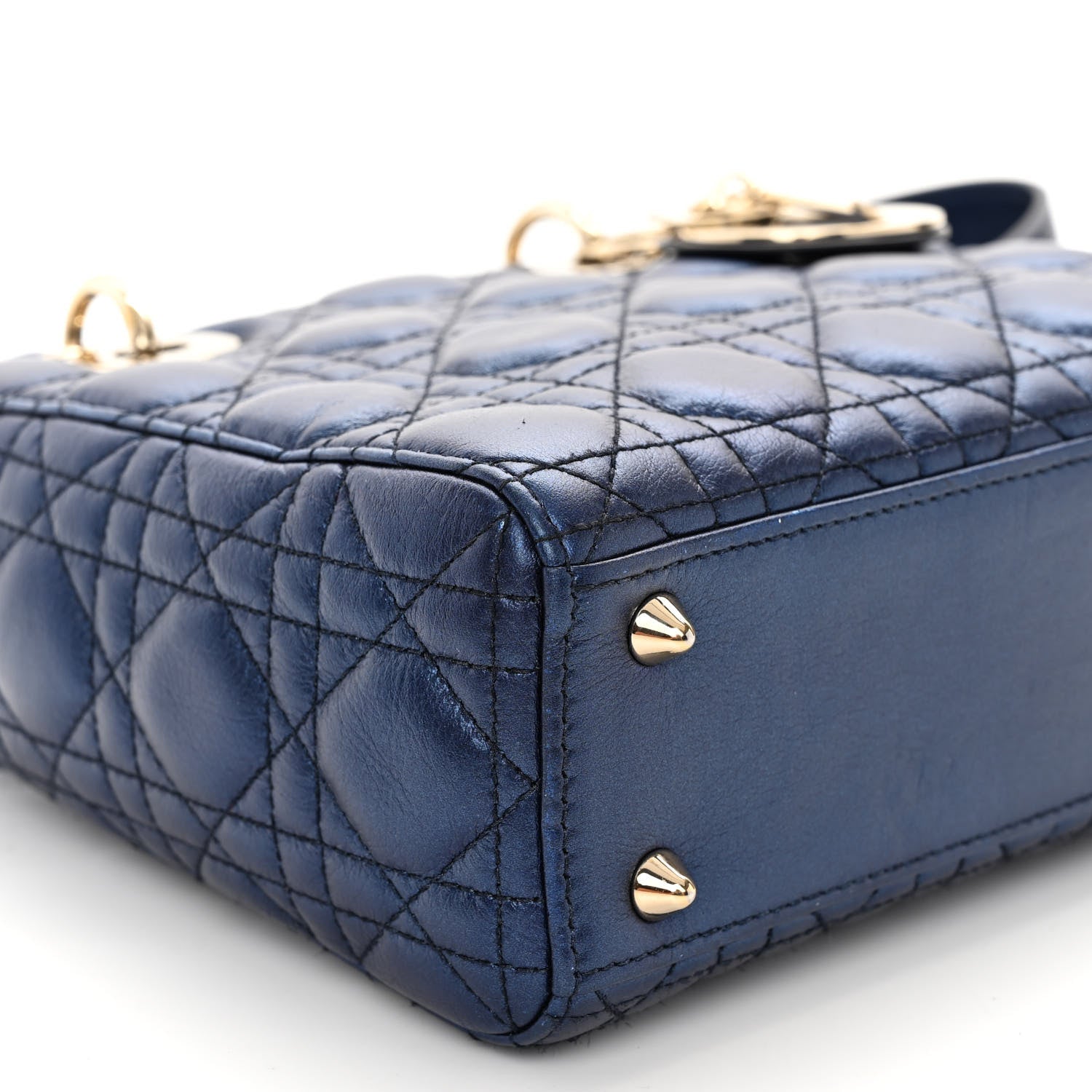 Christian Dior Metallic Lambskin Cannage Small My ABCDior Lady Dior Blue 8 of 9