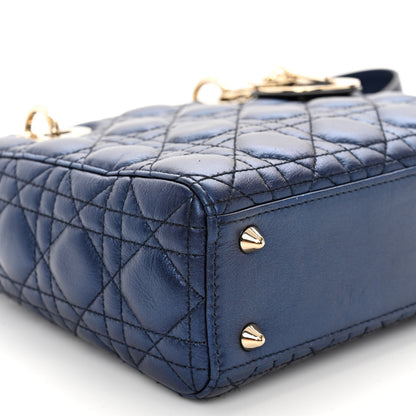 Christian Dior Metallic Lambskin Cannage Small My ABCDior Lady Dior Blue 8 of 9