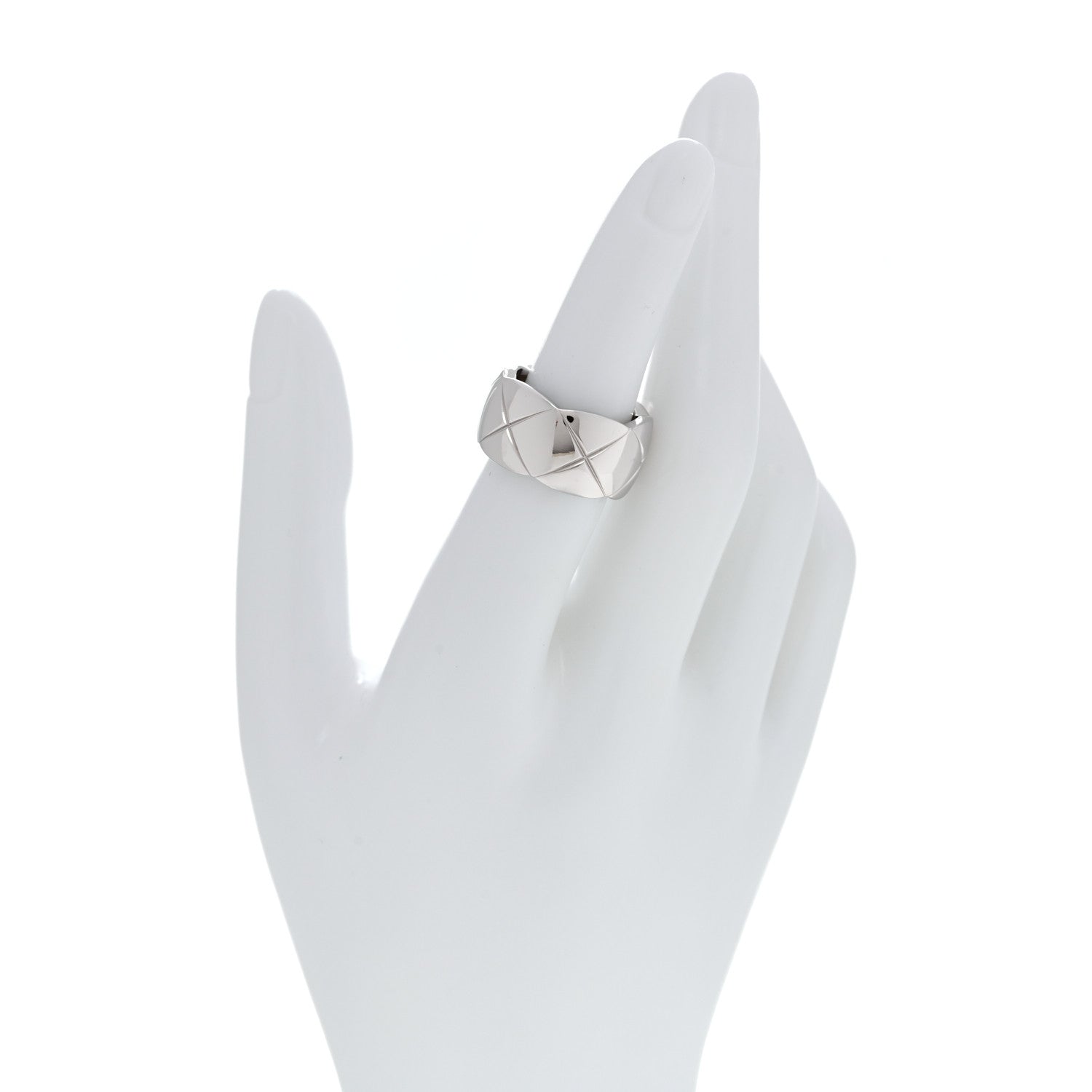Chanel 18K White Gold Large Coco Crush Ring 52 6 2 of 5
