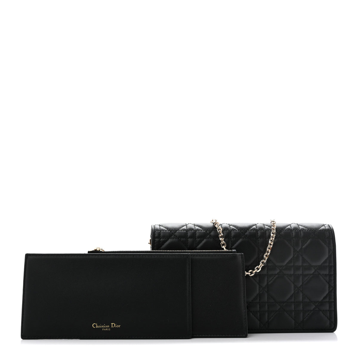 Lambskin Cannage Lady Dior Pouch Black