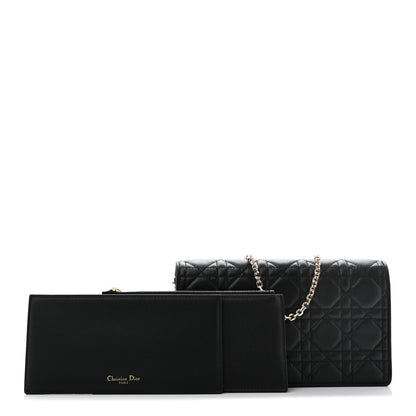 Christian Dior Lambskin Cannage Lady Dior Pouch Black 3 of 13