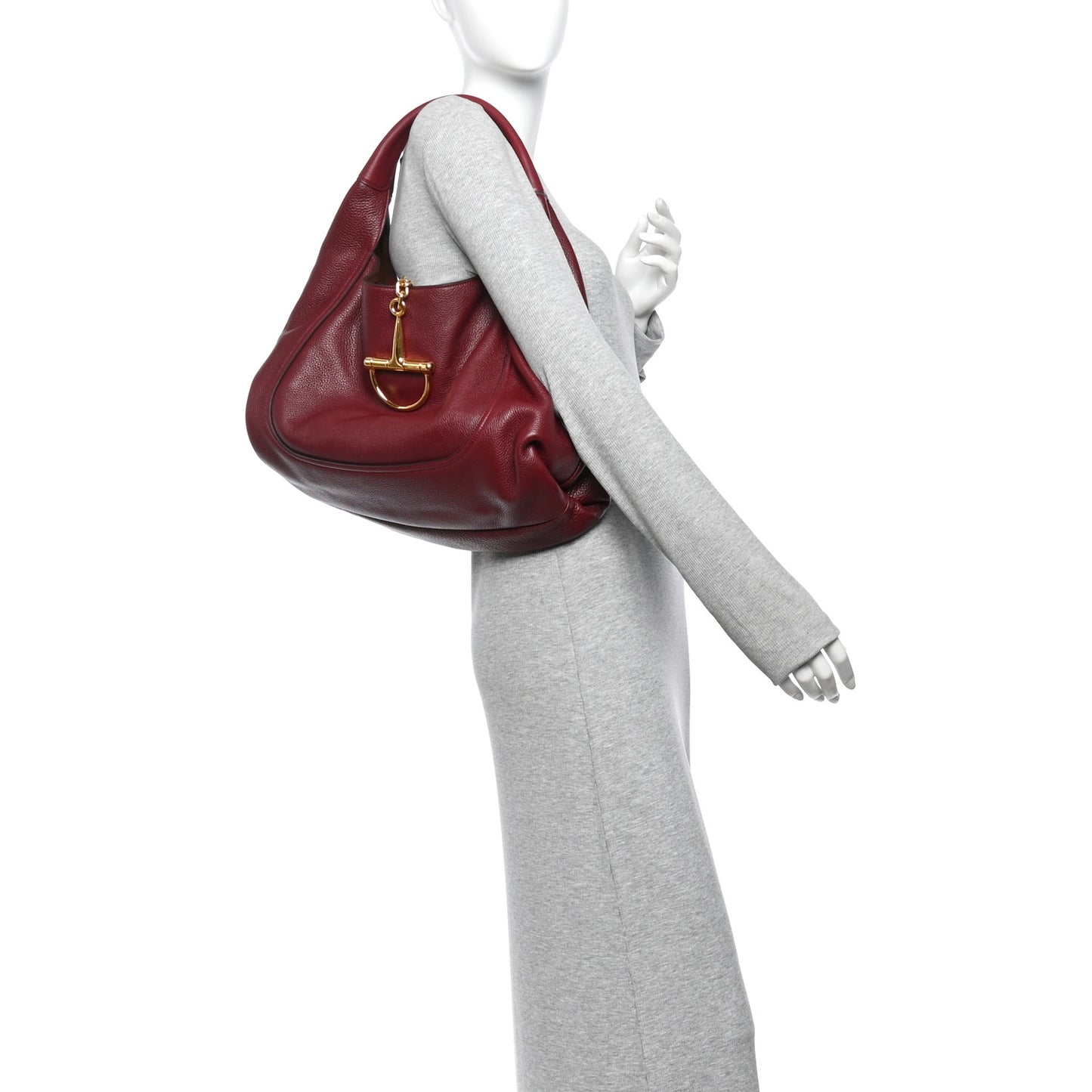 Grained Calfskin Softbit Maxi Shoulder Bag Rosso Ancora Red