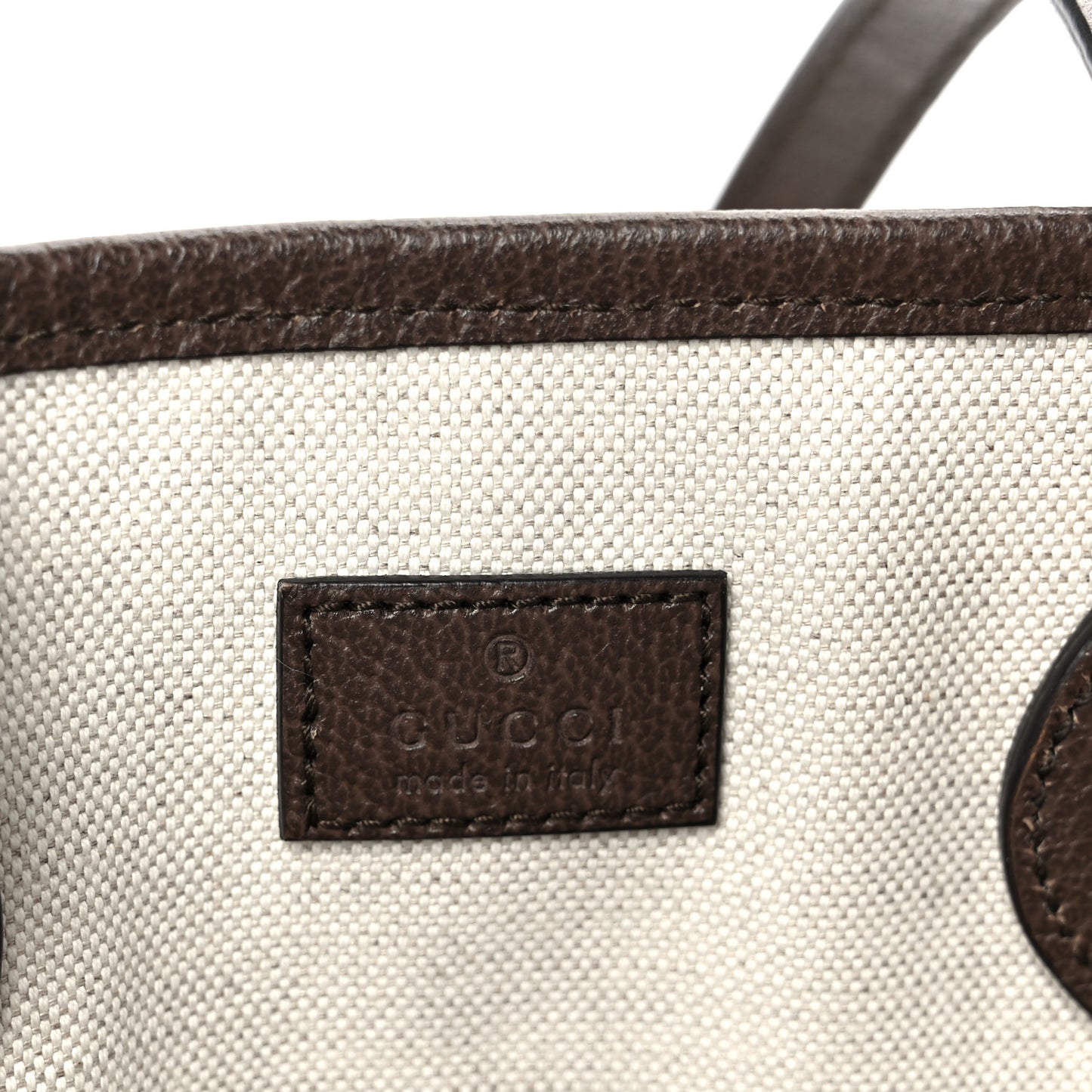 GG Supreme Monogram Textured Calfskin Small Ophidia Shoulder Tote Bag Beige Ebony New Acero
