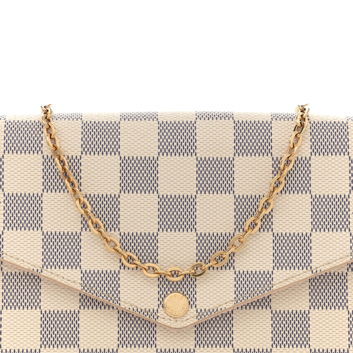 Louis Vuitton Damier Azur Pochette Felicie Chain Wallet Rose Ballerine 9 of 12