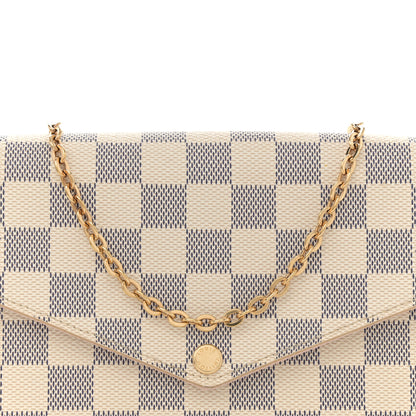 Louis Vuitton Damier Azur Pochette Felicie Chain Wallet Rose Ballerine 9 of 12