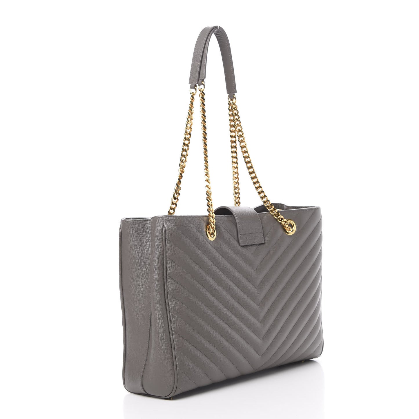 Grain De Poudre Matelasse Chevron Monogram Shopping Bag Fog