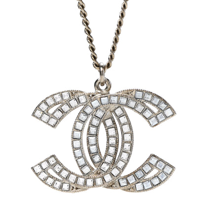 Chanel Metal Crystal Baguette CC Pendant Necklace Gold 4 of 6