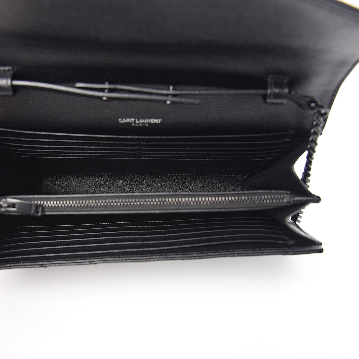 Grain De Poudre Matelasse Chevron Monogram Chain Wallet Black