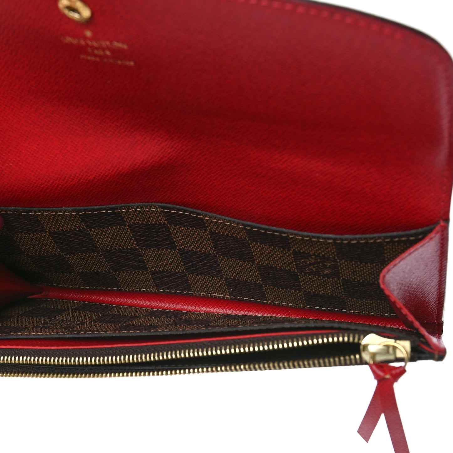 Damier Ebene Emilie Wallet Red