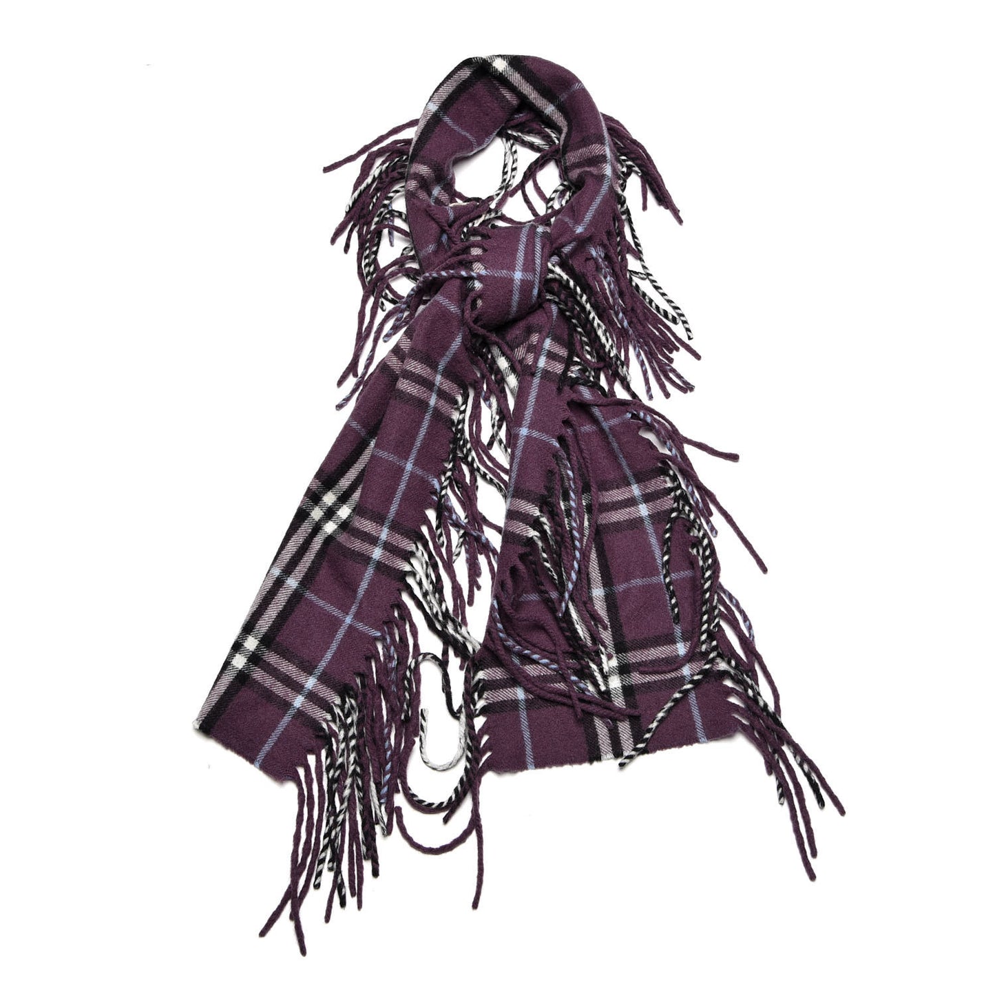 Cashmere Check Happy Fringe Scarf Purple