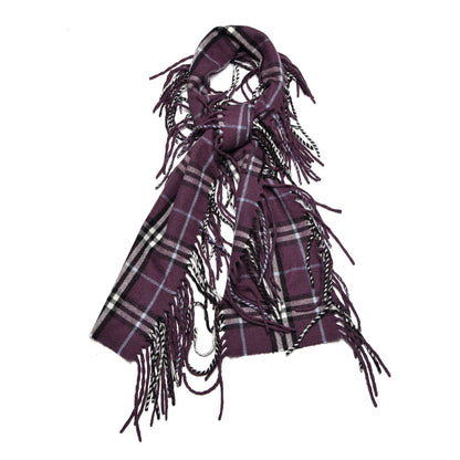 Burberry Cashmere Check Happy Fringe Scarf Purple 1 of 4